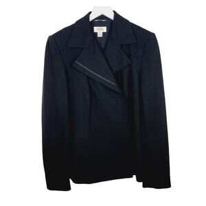 Talbots Black Ponte Knit Asymmetrical Blazer - Size 6